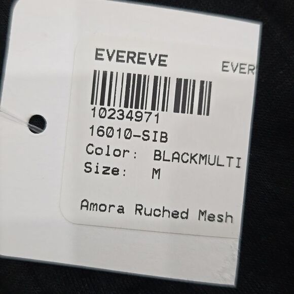 Evereve Amora Ruched Dark Floral Mesh Top Sheer Sleeve V-neck Size Medium - Picture 13 of 13